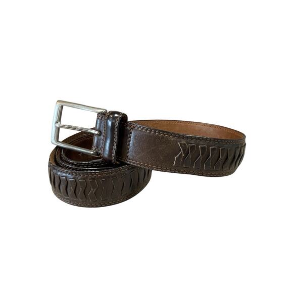 Cole Haan Men’s Size 36 Brown Braided Woven Genuine Leather Dress Belt A09633 - Picture 1 of 13